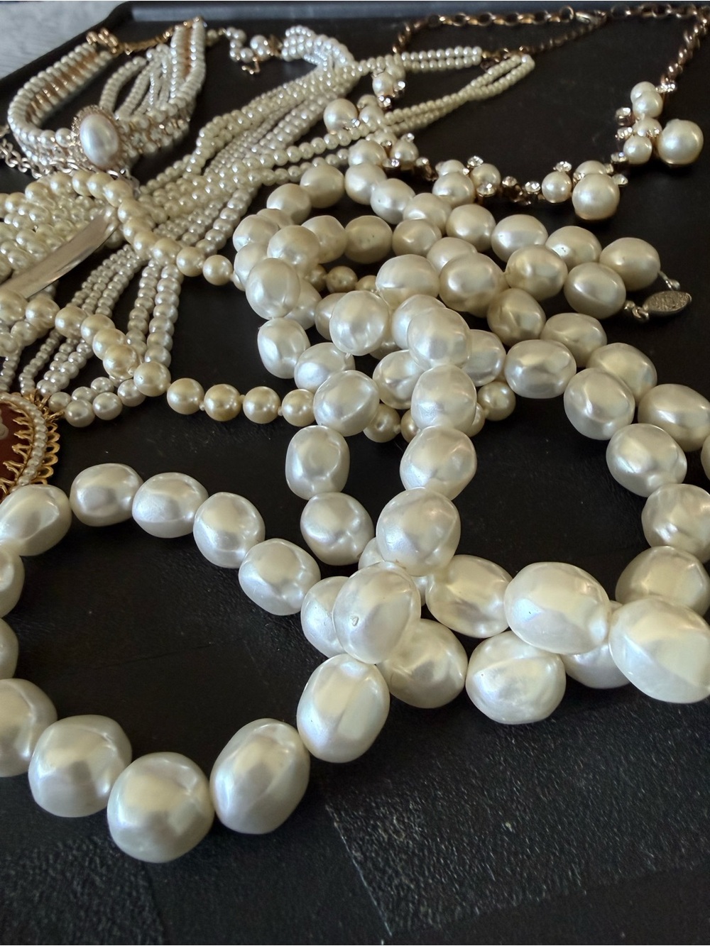 Vintage-Inspired White Pearl Multi-Strand Cameo Necklace & more - Picture 7 of 10